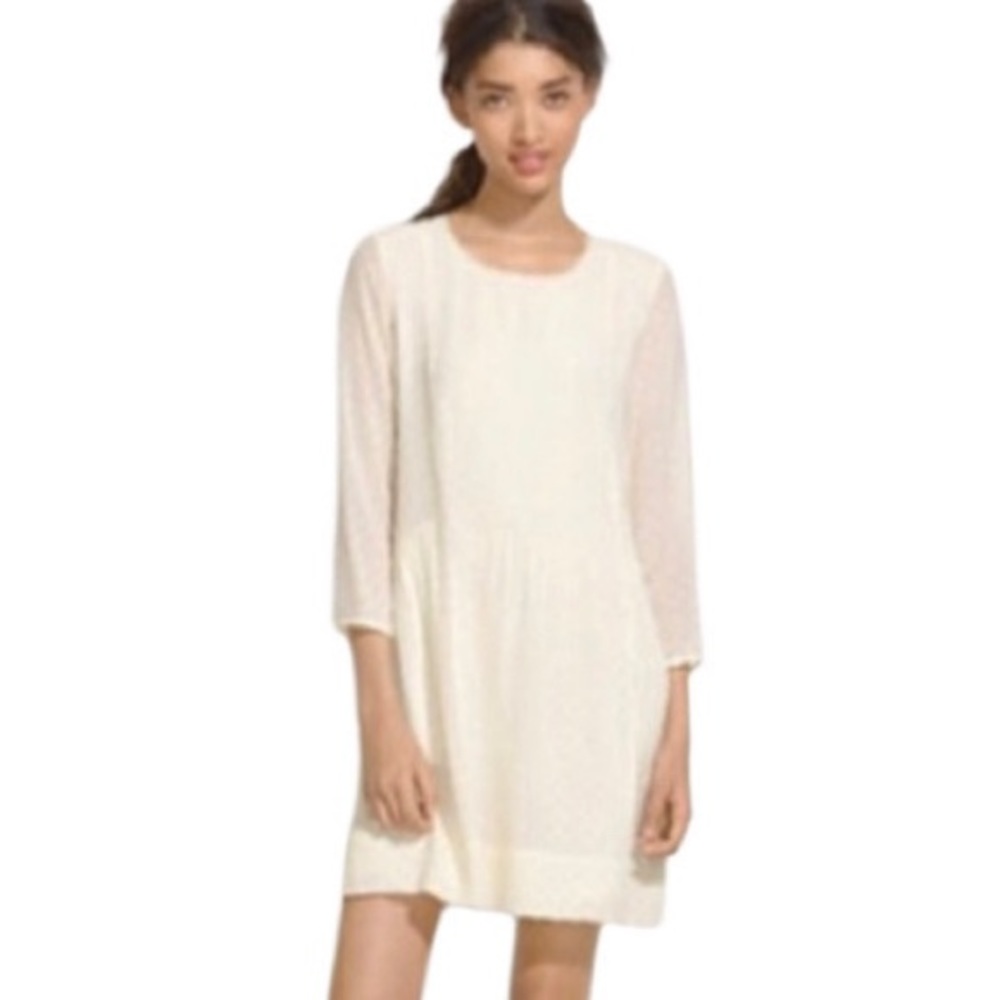 Madewell Cream Etude Swiss Dot Silk Dress